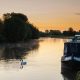 canal boat hidden scenery morning