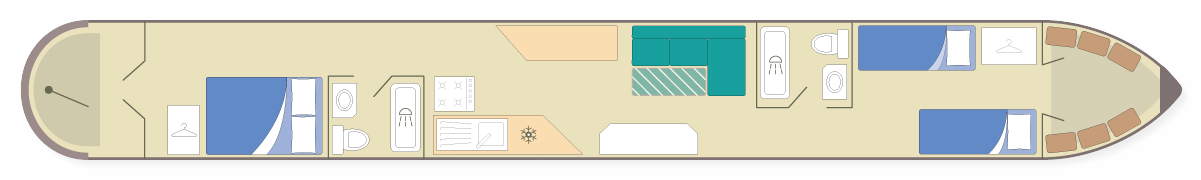 60ft narrowboat layout plan 2 cabin